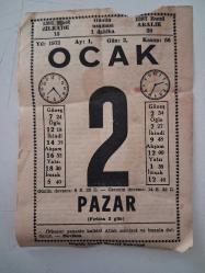 BÜYÜK SAATLİ MAARİF TAKVİMİ 2 Ocak 1972 Pazar - TAKVİM YAPRAĞI