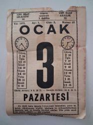 BÜYÜK SAATLİ MAARİF TAKVİMİ 3 Ocak 1972 Pazartesi - TAKVİM YAPRAĞI