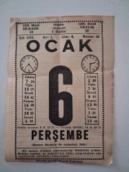 BÜYÜK SAATLİ MAARİF TAKVİMİ 6 Ocak 1972 Perşembe - TAKVİM YAPRAĞI