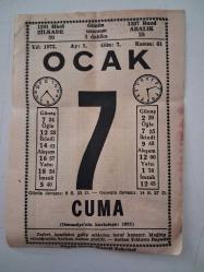 BÜYÜK SAATLİ MAARİF TAKVİMİ 7 Ocak 1972 Cuma - TAKVİM YAPRAĞI