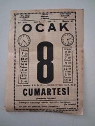 BÜYÜK SAATLİ MAARİF TAKVİMİ 8 Ocak 1972 Cumartesi - TAKVİM YAPRAĞI