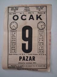 BÜYÜK SAATLİ MAARİF TAKVİMİ 9 Ocak 1972 Pazar - TAKVİM YAPRAĞI