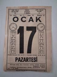 BÜYÜK SAATLİ MAARİF TAKVİMİ 17 Ocak 1972 Pazartesi - TAKVİM YAPRAĞI
