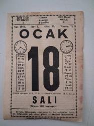 BÜYÜK SAATLİ MAARİF TAKVİMİ 18 Ocak 1972 Salı - TAKVİM YAPRAĞI