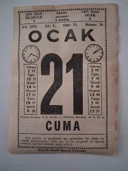 BÜYÜK SAATLİ MAARİF TAKVİMİ 21 Ocak 1972 Cuma - TAKVİM YAPRAĞI