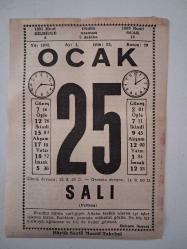 BÜYÜK SAATLİ MAARİF TAKVİMİ 25 Ocak 1972 Salı - TAKVİM YAPRAĞI