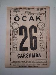 BÜYÜK SAATLİ MAARİF TAKVİMİ 26 Ocak 1972 Çarşamba - TAKVİM YAPRAĞI