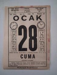 BÜYÜK SAATLİ MAARİF TAKVİMİ 28 Ocak 1972 Cuma - TAKVİM YAPRAĞI
