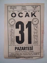 BÜYÜK SAATLİ MAARİF TAKVİMİ 31 Ocak 1972 Pazartesi - TAKVİM YAPRAĞI