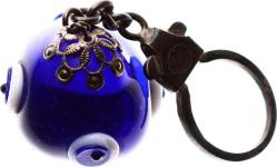 Parlak Taş Üzerine Nazar Boncuk İşlemeli Eski Anahtarlık AKS565