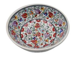 Mor Çiçek Desenli Çini Kase AOB1101