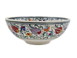 Mor Çiçek Desenli Çini Kase AOB1101