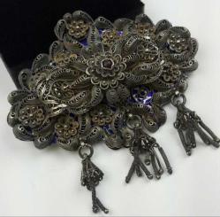 Osmanlı Mineli Telkari İşçilikli Gümüş Kemer Tokası AOB135