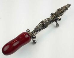 Osmanlı Sıkma Kehribar Ermeni Usta Telkari Gümüş Sigara Ağızlığı AOB150