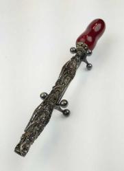 Osmanlı Sıkma Kehribar Ermeni Usta Telkari Gümüş Sigara Ağızlığı AOB150