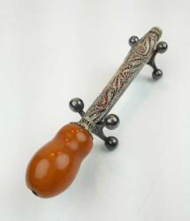 Osmanlı Damla Kehribar Gümüş Telkari Sigara Ağızlığı AOB158