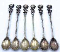 Antika Eski Gümüş Çay Kaşığı Seti (6 Adet) AOB1732