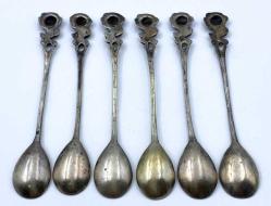 Antika Eski Gümüş Çay Kaşığı Seti (6 Adet) AOB1732