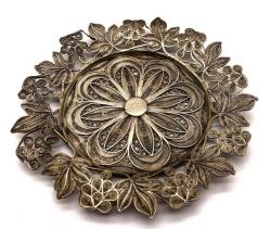 Osmanlı Dönemi Gümüş Telkari Bardak Altlığı AOB577