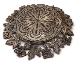 Osmanlı Dönemi Gümüş Telkari Bardak Altlığı AOB577