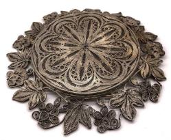 Osmanlı Dönemi Gümüş Telkari Bardak Altlığı AOB577