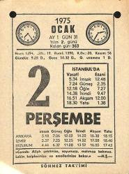 2 Ocak 1975 Takvim Yaprağı - Doğum Günü Hediyesi EFM(N)10841
