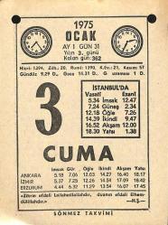 3 Ocak 1975 Takvim Yaprağı - Doğum Günü Hediyesi EFM(N)10842