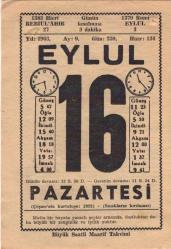 16 Eylül 1963 Takvim Yaprağı EFM(N)3625