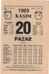 20 Kasım 1983 Takvim Yaprağı EFM(N)3964