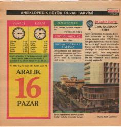 16 Aralık 1984 Takvim Yaprağı EFM(N)4082