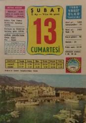 13 Şubat 1988 Takvim Yaprağı - Doğum Günü Hediyesi EFM(N)7710