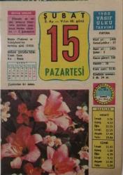 15 Şubat 1988 Takvim Yaprağı - Doğum Günü Hediyesi EFM(N)7712