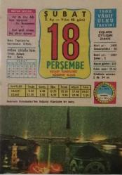 18 Şubat 1988 Takvim Yaprağı - Doğum Günü Hediyesi EFM(N)7715