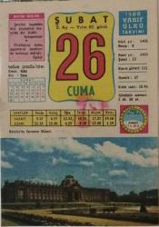 26 Şubat 1988 Takvim Yaprağı - Doğum Günü Hediyesi EFM(N)7721