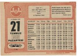 21 Temmuz 1986 Takvim Yaprağı EFM1032