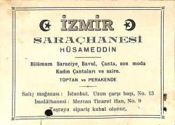Kartvizit - 1937 İzmir Saraçhanesi Hüsameddin İşyeri 2 Kuruşluk Damga Pullu EFM7496