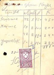 Kartvizit - 1937 İzmir Saraçhanesi Hüsameddin İşyeri 2 Kuruşluk Damga Pullu EFM7496