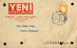 Antiye - 1939 Yeni Mecmua İşyeri Kartı Postadan Geçmiş Antiye EFM7507