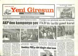 Yeni Giresun Gazetesi 12 Eylül 2006 - FKBde Tarihi Genel Kurul GZ101854