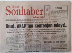 Giresun Son Haber Gazetesi 18 Şubat 1994 - 27 Mart Yerel Seçimlerine Katılacak Siyasi Partilerin Aday Listeleri İçin Yarın Son Gün GZ18261