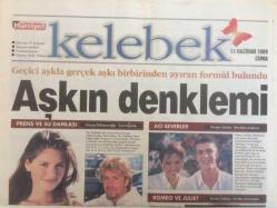 Hürriyet Gazetesi Kelebek Eki 11 Haziran 1999 - Aşkın Denklemi,Demet Akalın-İbrahim Kutluay GZ35210