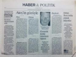 Ateş Gazetesi Haber Politik Eki 26 Ağustos 1996 - Genetik Testle Ömrünü Öğren GZ42127