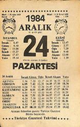 24 Aralık 1984 Takvim Yaprağı - Doğum Günü Hediyesi EFMN14500