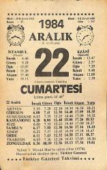 22 Aralık 1984 Takvim Yaprağı - Doğum Günü Hediyesi EFMN14502