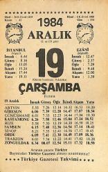 19 Aralık 1984 Takvim Yaprağı - Doğum Günü Hediyesi EFMN14505