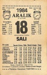 18 Aralık 1984 Takvim Yaprağı - Doğum Günü Hediyesi EFMN14506