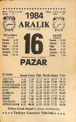 16 Aralık 1984 Takvim Yaprağı - Doğum Günü Hediyesi EFMN14508