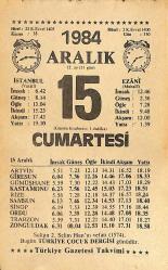 15 Aralık 1984 Takvim Yaprağı - Doğum Günü Hediyesi EFMN14509