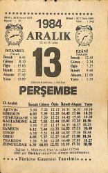 13 Aralık 1984 Takvim Yaprağı - Doğum Günü Hediyesi EFMN14511