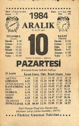 10 Aralık 1984 Takvim Yaprağı - Doğum Günü Hediyesi EFMN14514